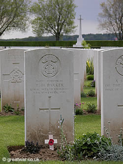 Grave of Corporal T H Parker at London Road Cemetery and Extension.