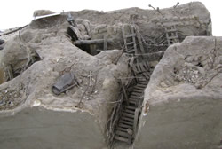Highly detailed scale model of a section of WW1 trench.	