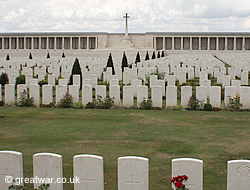 View of the Great Cross at Pozieres British Cemetery.