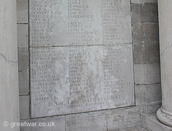 One of the 97 panels inscribed with the names of casualties with no known grave.