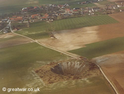 Lochnagar Crater, site of the huge mine detonated at 07.30 on 1 July 1916.