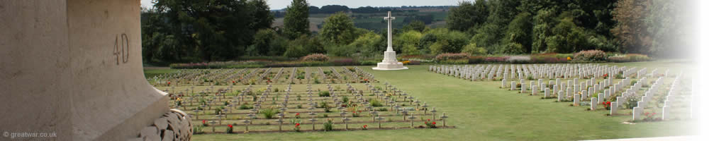 View of the Anglo-French Cemetery from the Thiepval Memorial.