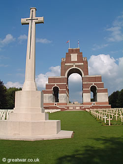 Cross of Sacrifice at the Thiepval Anglo-British cemetery.