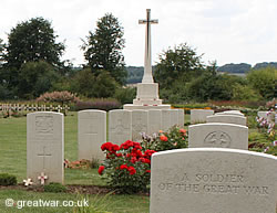 British graves at the Thiepval Anglo-French cemetery.