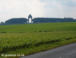 View of Thiepval Memorial from the D73 Pozières-Thiepval road.