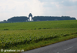 View of Thiepval Memorial from the D73 Pozières-Thiepval road.
