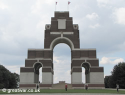 The Thiepval Memorial, approaching it from the main entrance on the east side of this memorial.