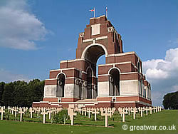 The Thiepval Memorial to the Missing, where the names of over 72,000 officers and men of the British and South African Forces are commemorated on the Somme battlefields.