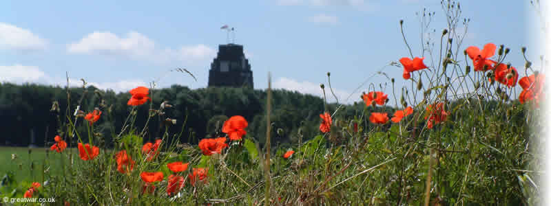 Poppies growing along the Sunken Road on the 1916 Somme battlefield north of Thiepval village and the Thiepval Memorial. Poppies growing along the Sunken Road on the 1916 Somme battlefield north of Thiepval village and the Thiepval Memorial.