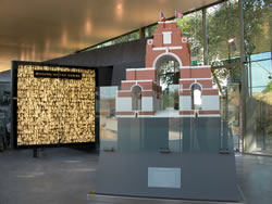 Inside the Visitor Centre, with the model for the Thiepval Memorial and the Panel of 600 of the 72,000 missing men.
