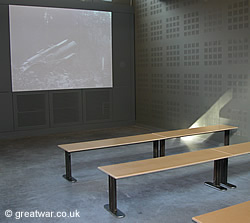 Bench seating for the rolling film show at the Visitor Centre.