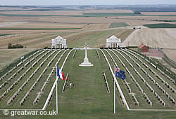 Villers-Bretonneux Cemetery, viewed from the tower of the Villers-Bretonneux Memorial.
