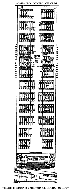 Plan of Villers-Bretonneux Cemetery, courtesy of the CWGC.