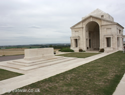 The Stone of Remembrance at the entrance to Villers-Bretonneux Cemetery.