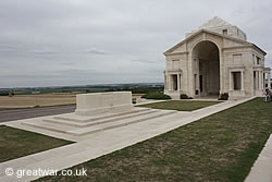 The Stone of Remembrance at the entrance to Villers-Bretonneux Cemetery.