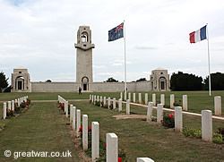 The cemetery is located at the western side of the memorial grounds.