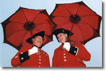 Chelsea Pensioners with Poppy Umbrellas