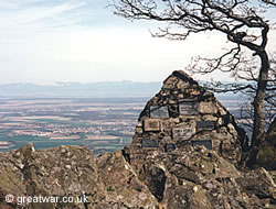 View looking east from the Hartmannsweilerkopf (Vieil Armand) mountain across the Alsace plain to the Blackforest mountains.