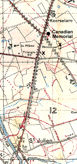 Section of British Army trench map 28 N.W.2. (Edition 6A) 1:10,000