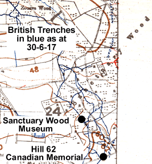 British Army trench map 28 N.W. (Edition 6A) with trenches corrected to 30-6-17, scale 1:20,000