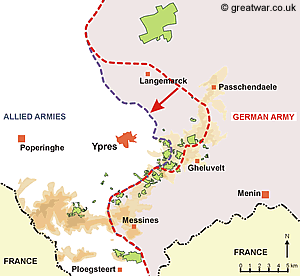 Front Line at end of the Second Battle of Ypres on 24 May 1915