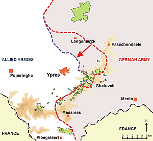 Front Line at end of the Second Battle of Ypres on 24 May 1915