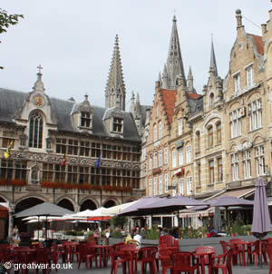 three taverns next to the Cloth Hall's Nieuwerck building, Ieper, Belgium