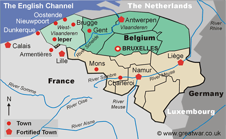 Map of Belgium showing Flanders region.