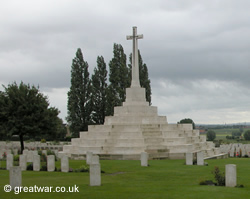 Tyne Cot original graves located near to the Cross of Sacrifice.