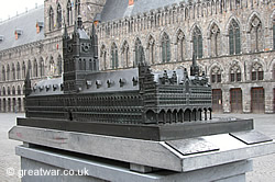 Cloth Hall (Lakenhalle) bronze replica in Ypres.