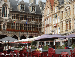 Cafes in Ypres market square.