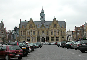 The building which was 
			the Hopital Notre Dame before the First World War on the eastern end of the Ypres Market Square.