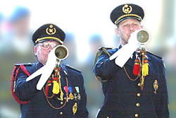 Buglers of the Last Post Association play Last Post at the Menin Gate in Ieper.
