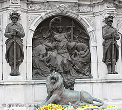 Centrepiece relief sculpture at the Ypres War Victims Monument.