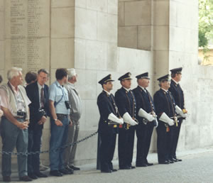 Buglers stand ready just before 8 o'clock at the Menin Gate Memorial.