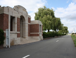 Entrance to the Lijssenthoek Military Cemetery south of Poperinge.