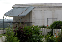 Canopy to protect the re-engravement work for the names of the missing on the Tyne Cot Memorial.