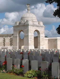 Domed pavilion at the southern end of the Tyne Cot Memorial.