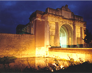 View of the Menin Gate Memorial at night, looking from the south-east.