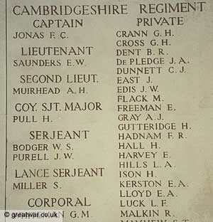 Some of the many names on the Menin Gate