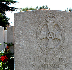 Grave of Staff Nurse Nellie Spindler, killed in action 21 August 1917.