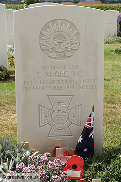 Grave of Sgt Lewis McGee, VC at Tyne Cot Cemetery.