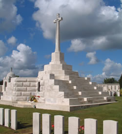 The Cross of Sacrifice at Tyne Cot Cemetery, Passchendaele.