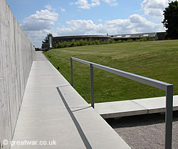 Path from the car park to the Visitors Centre at Tyne Cot.