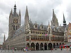 The Cloth Hall (Lakenhalle) in the Market Square of Ieper/Ypres.