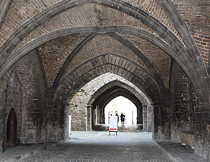 The Donkerpoort passageway at the Cloth Hall in Ypres.