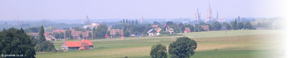 A view of Ypres from the higher ground at Hill 62, Zillebeke, south-east of the town.