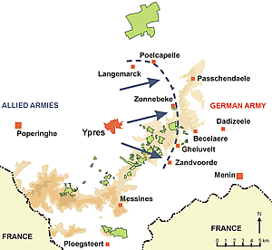 Line held by the British Army on 19 October 1914.